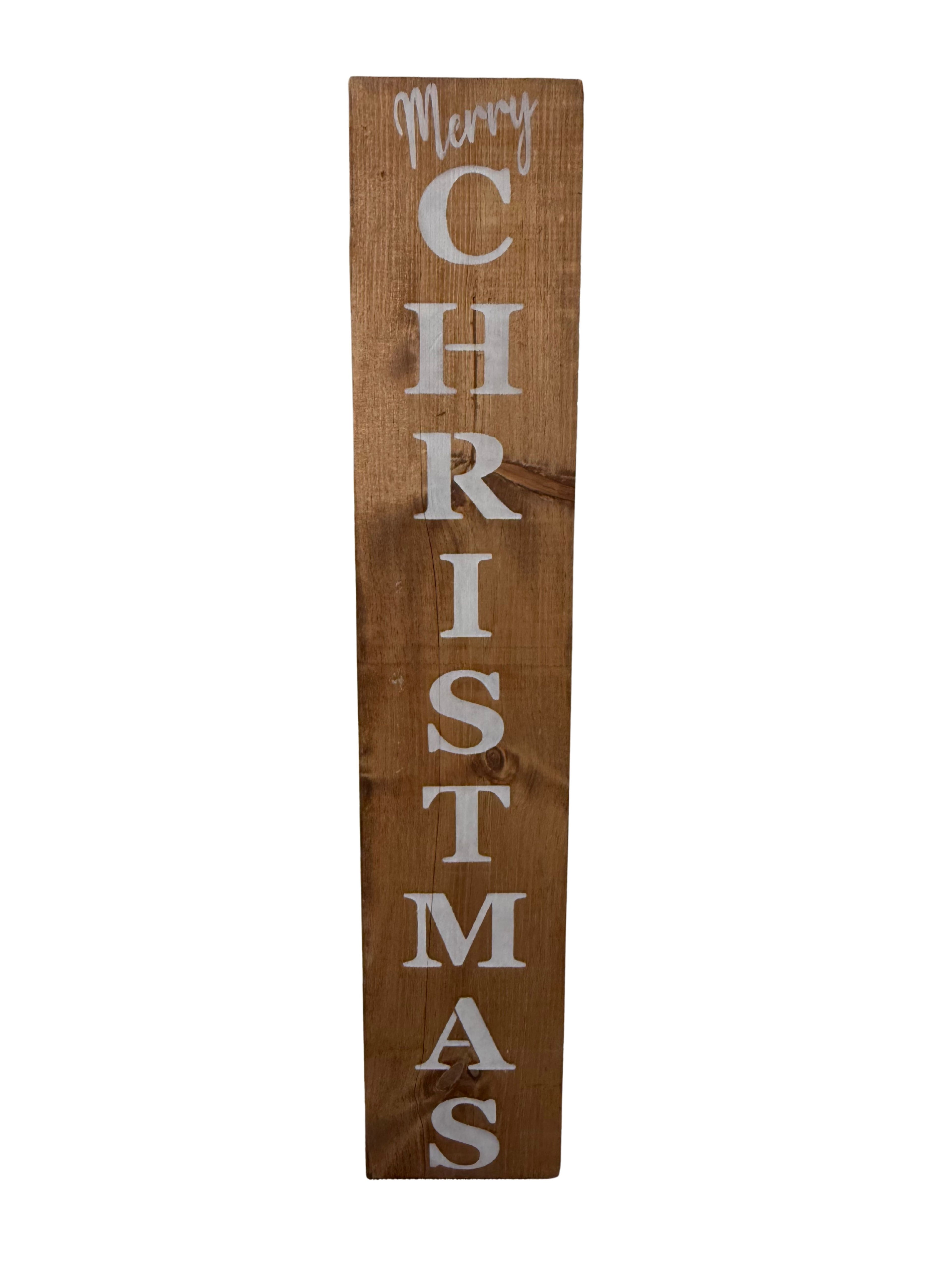 Merry Christmas Sign Oak and White