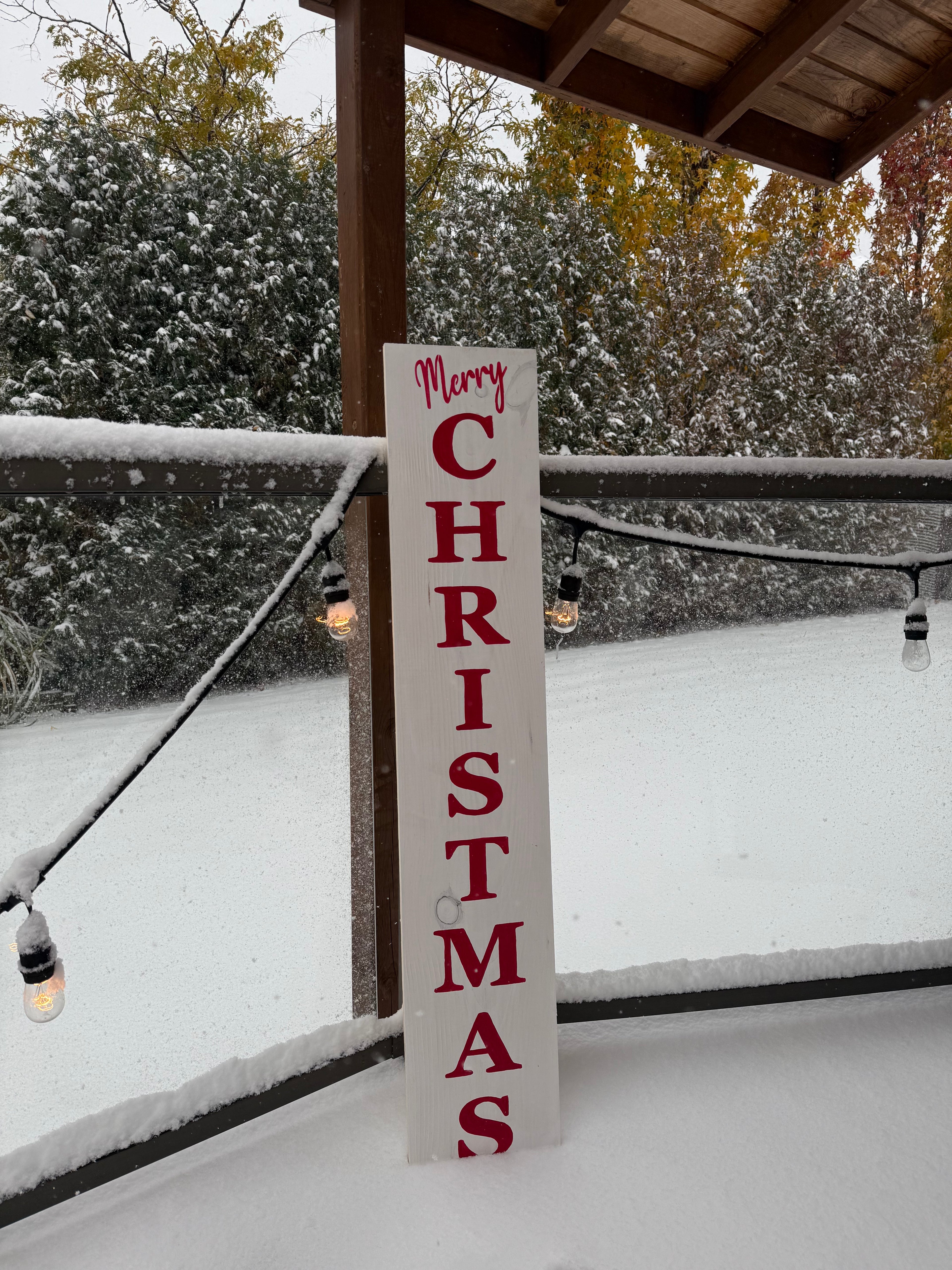 Merry Christmas White and Red Sign