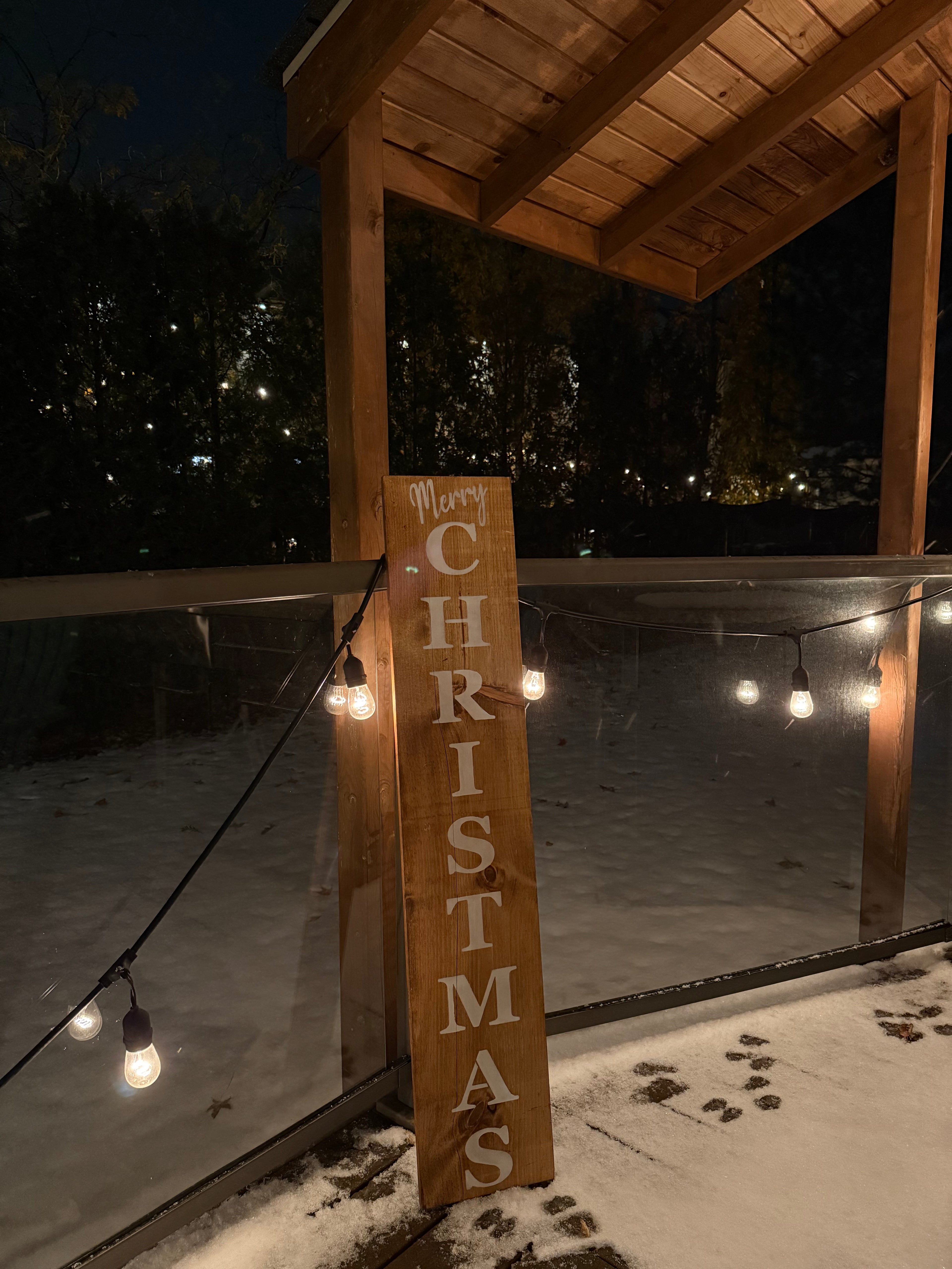 Merry Christmas Sign Oak and White