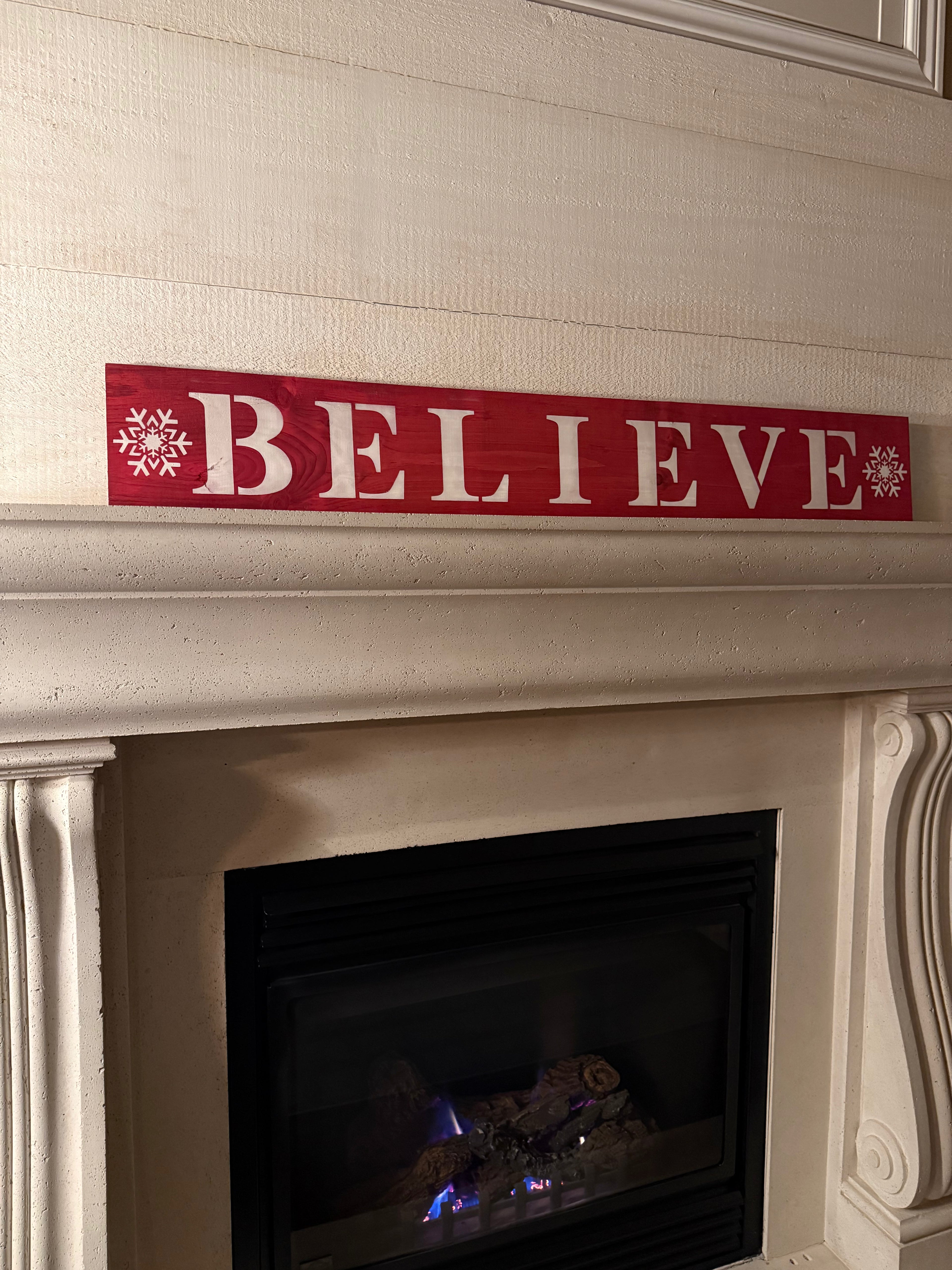 Believe Horizontal Sign Red and White