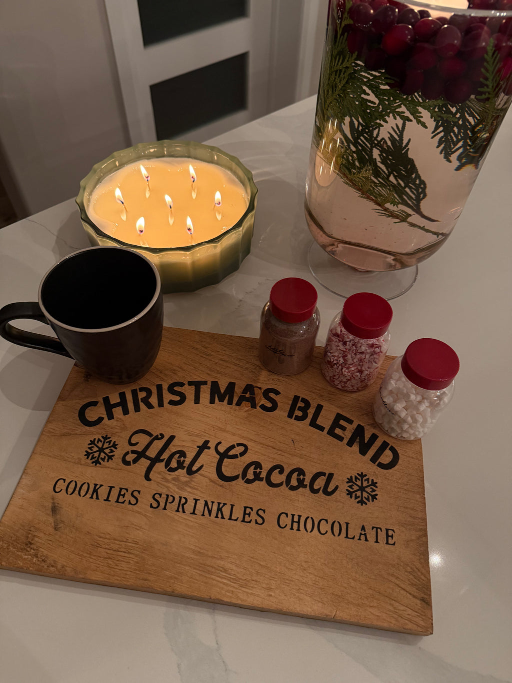 Hot Cocoa Tray Oak and Black