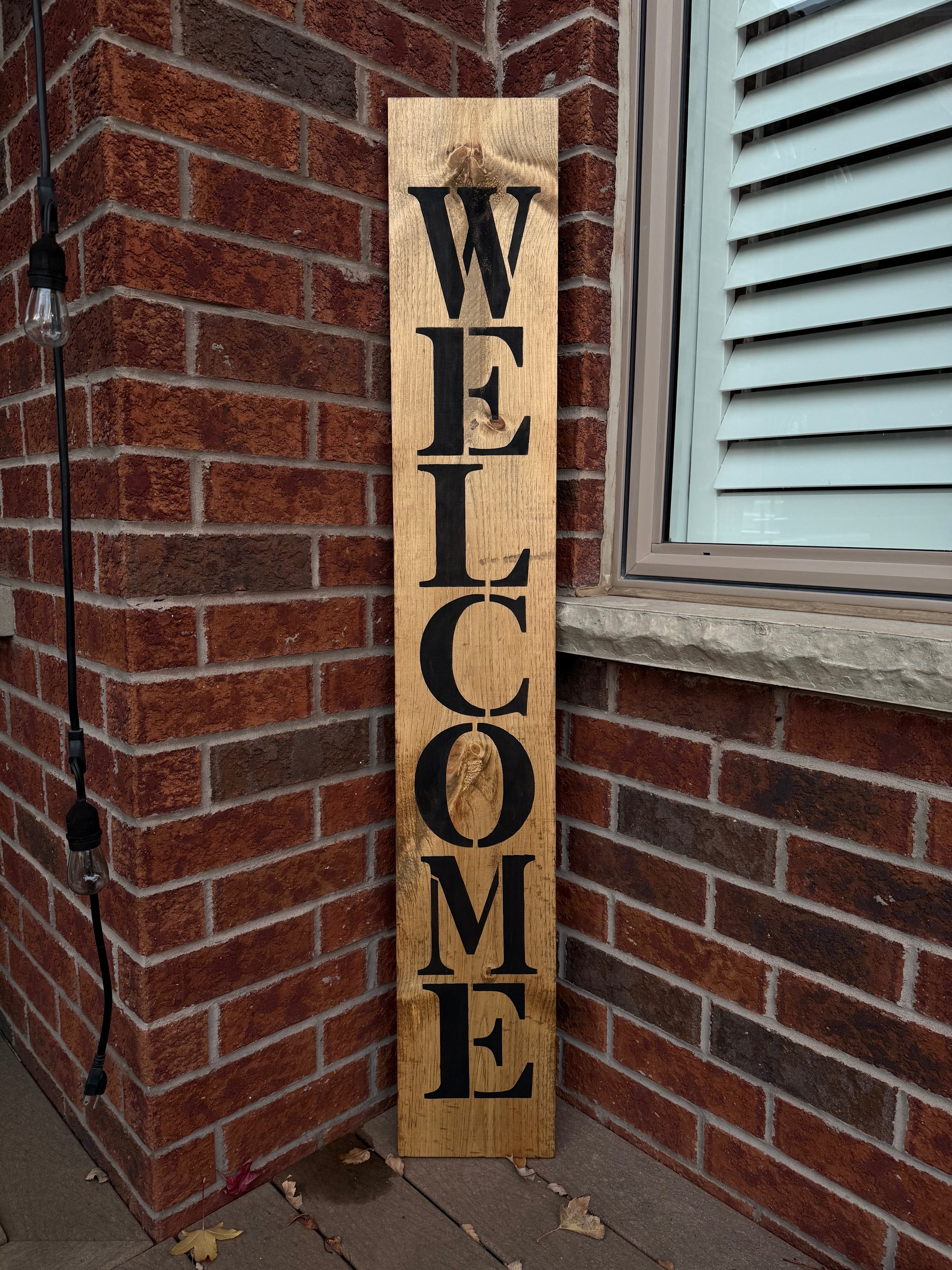Welcome Sign Oak and Black