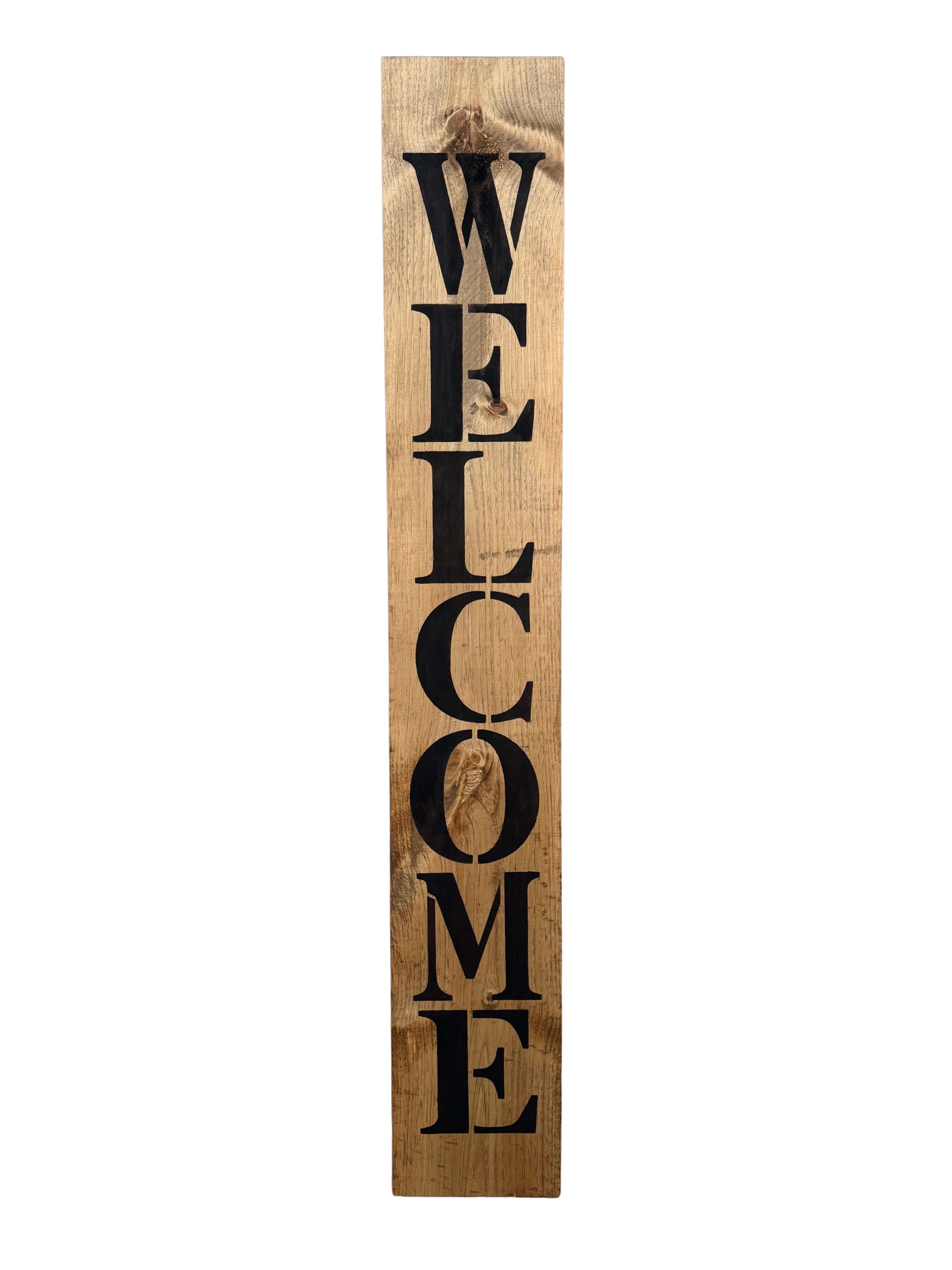 Welcome Sign Oak and Black
