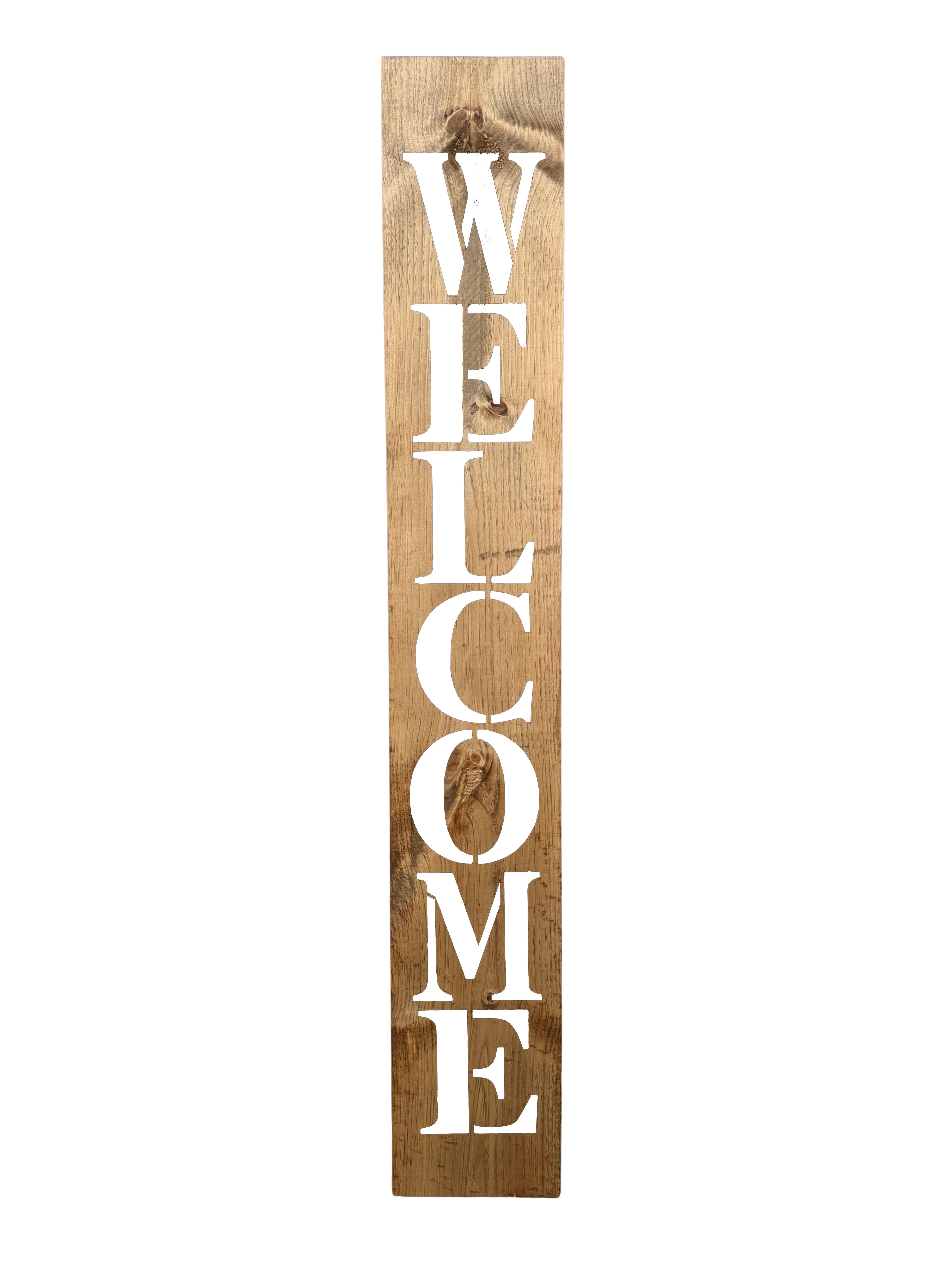 Welcome Sign Oak and White