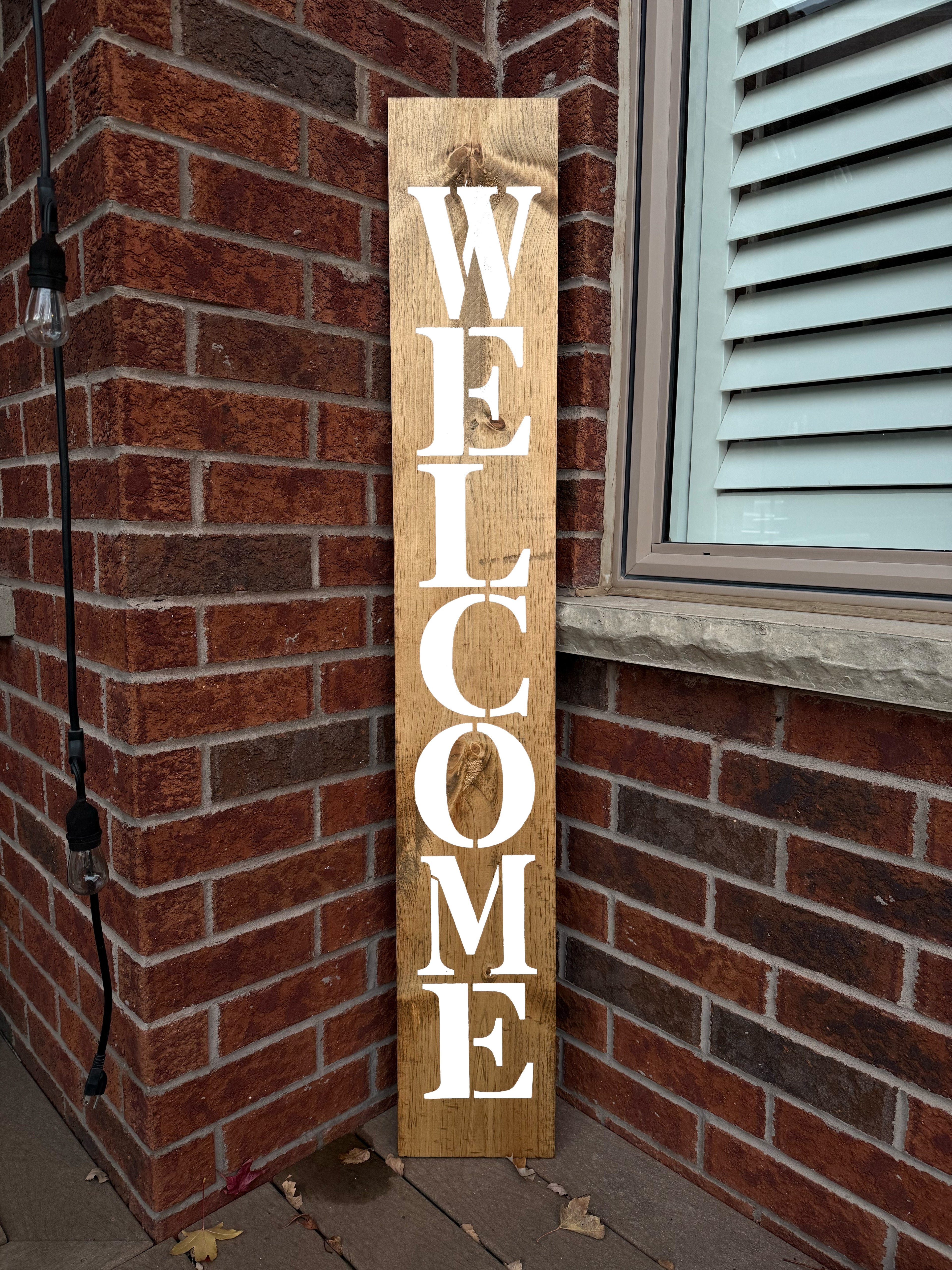 Welcome Sign Oak and White
